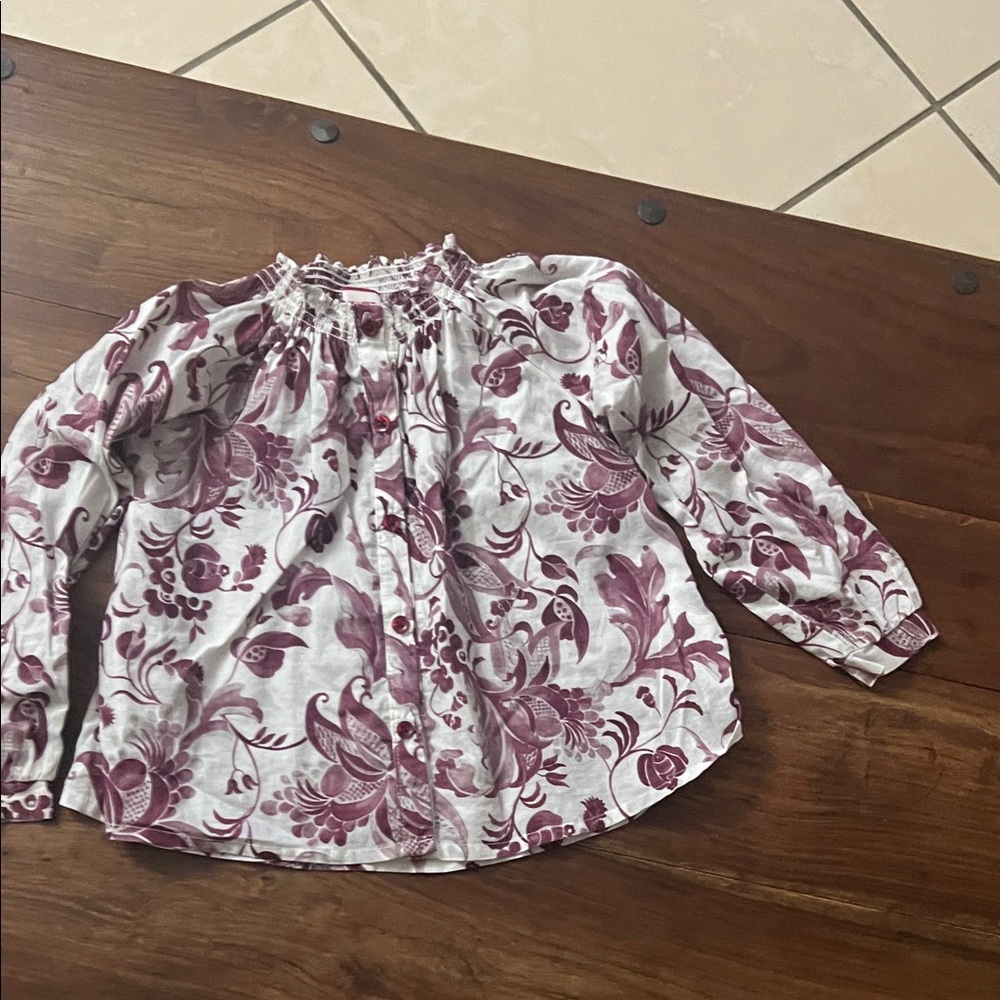Girls Floral Button-Up Blouse